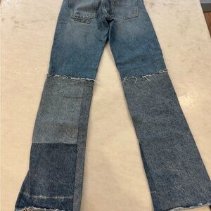 Zara Blue Flare Patchwork Jeans